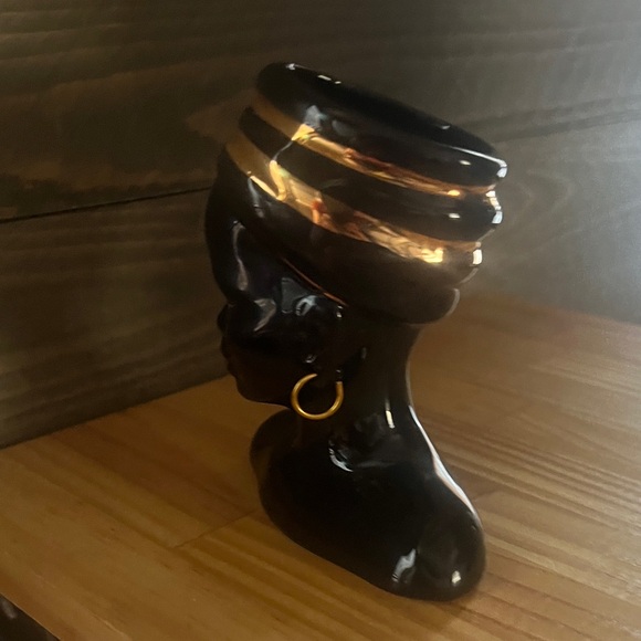 Vintage African Ceramic Head Vase Planter 4.5” - Picture 2 of 6